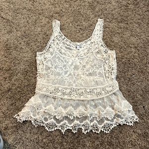 Lace cream tank top